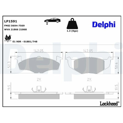 Sada brzdových platničiek kotúčovej brzdy DELPHI LP1591
