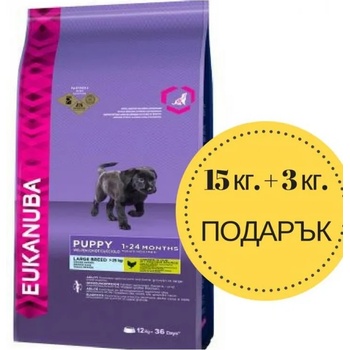 Image 1 of EUKANUBA Puppy Large Breed 15 кг. + 3 кг. ПОДАРЪК (2890)