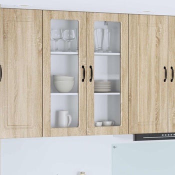 vidaXL Стенен стъклен шкаф PORTO Сонома дъб 80 x 31 x 100 см (885507)