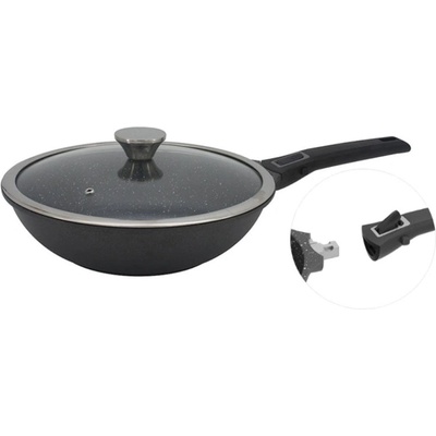 Sapir Уок тиган с капак и махаща се дръжка zephyr zp 4320 30nc, 30х10 см, Мраморно покритие, Индукция, Черен (1320120018)