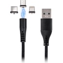 Maxlife MXUC-03 magnetický USB - Lightning + USB-C + microUSB, 3A, 1m, černý