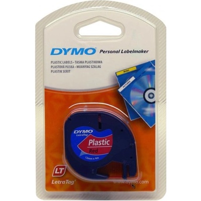 Dymo LetraTag 59424, S0721580 / 91203, S0721630, 12mm x 4m, čierna tlač/červený podklad, originální pásk
