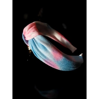 Radi handmade Диадема с възел от трико в светло синьо и розово (833)