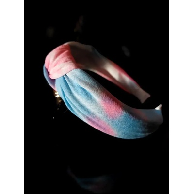 Radi handmade Диадема с възел от трико в светло синьо и розово (833)