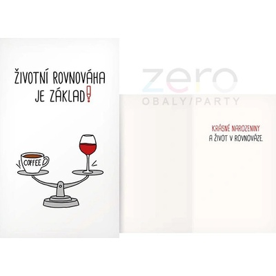 Přání s textem narozeninové vtipné + obálka - rovnováha