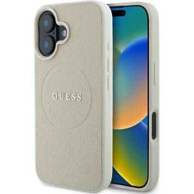 GUESS Калъф Guess Grained Ring MagSafe за iPhone 16 - бежов (3666339304256)