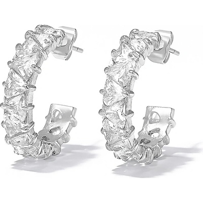 SARINES Zelené zirkonové C náušnice ve stříbrném tónu 22 mm S1012