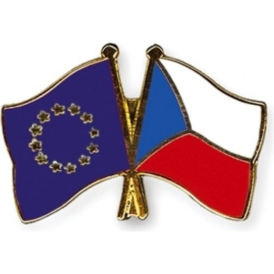 Odznak (pins) vlajka Európska únia (EÚ)+Česká republika - farebný
