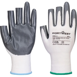 Portwest a311 grip 13 / Нитрилни ръкавици, 3 пръста, 12 броя в опаковка - бели/сиви xl (a311w7rxl)