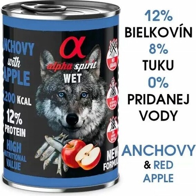 Alpha Spirit Dog Wet Ančovičky s jablkom 400 g