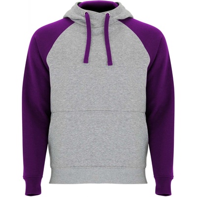 Badet Unisex dvojfarebná mikina s kapucňou sivá Heather fialová Purple