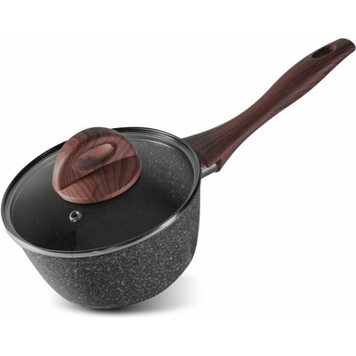 MagicHome Černá mramorová pánev s skleněnou poklicí, 16 cm