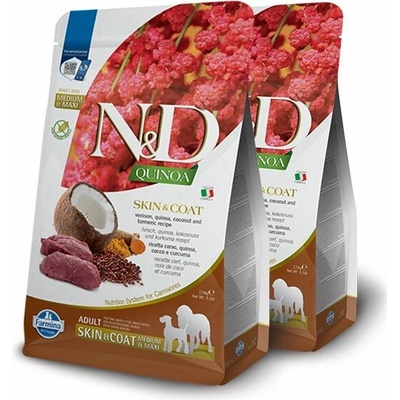 N&D Quinoa Dog Adult Medium & Maxi Grain Free Skin & Coat Venison 2 x 7 kg