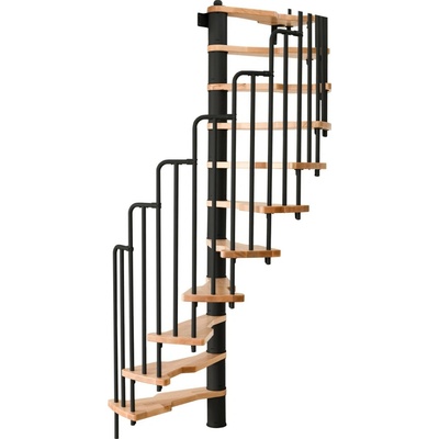 Minka STAIRS Prostorově točité schodiště Metallica buk/černá 130 x 78 cm