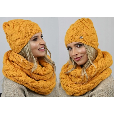Fashionweek Dámská souprava čepice a šály ZIZI-K9 Hořčičný