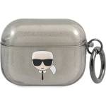 Karl Lagerfeld KLAPUKHGK калъф за AirPods Pro, черен, Glitter, глава на Karl (KLAPUKHGK)