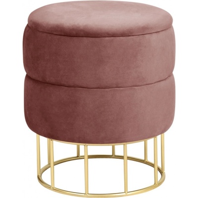 Ak furniture Taburet ELZA samet růžový