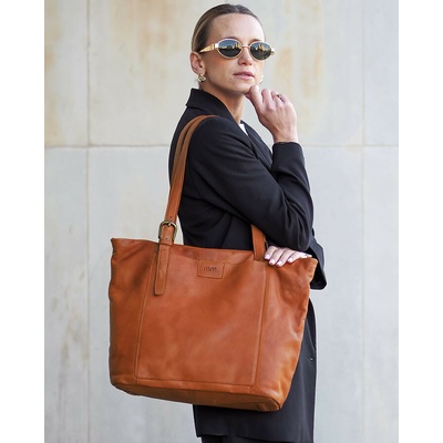 Mazzini Marco Kožená shopper taška s priehradkou na formát A4 camel vs130b