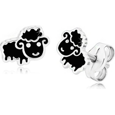 Šperky eshop černá ovce zdobená lesklou glazurou puzetky S40.21