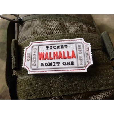 JACKETS TO GO Nášivka WALHALLA TICKET BEER velcro plast BÍLÁ