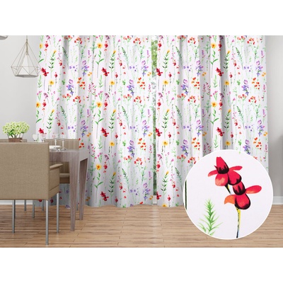 Biante Bavlnený záves Sandra SA-492 Kvetovaná lúka na bielom 150x230 cm