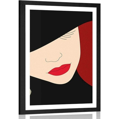 Plakát s paspartou nóbl dáma v klobouku - 20x30 black