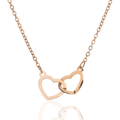 Bangles.cz Řetízek spojená srdce rose gold 2107