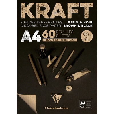 Clairefontaine skicár KRAFT BROWN & BLACK 90 GSM 60 listov A4