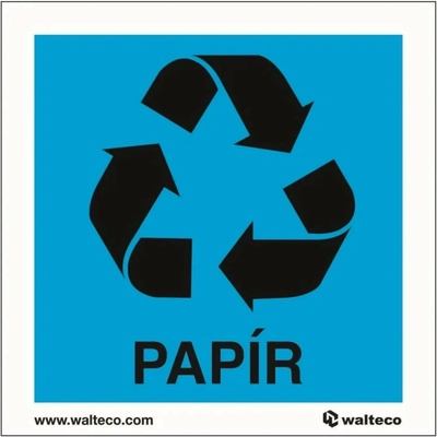 Walteco Značenie odpadu ""Recyklácia - papier"" samolepiaci, 92 x 92 mm