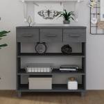 vidaXL Конзолна маса, тъмносива, 90x35x90 см, борово дърво масив (340466)