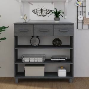 vidaXL Конзолна маса, тъмносива, 90x35x90 см, борово дърво масив (340466)