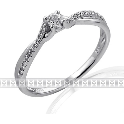 Klenoty Budín Luxusní moderní zásnubní diamantový prsten z bílého zlata 3861849