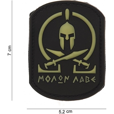 Gumová nášivka 101 Inc Molon Labe Spartan SWAT - čierna-biela