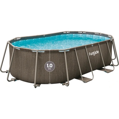 Polygroup Сглобяем овален басейн FunSicle Oasis Pool Rattan (4.24 x 2.50 x 1.00 м) с метална рамка и филтрираща система | Polygroup (PBQ1408GE0EU)