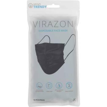 ČERVA EXPORT IMPORT a. s Hygotrendy virazon / Трислойна маска за еднократна употреба с ластици (10 броя/опаковка) - черна (0708001460999p10)