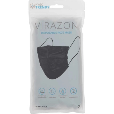 ČERVA EXPORT IMPORT a. s Hygotrendy virazon / Трислойна маска за еднократна употреба с ластици (10 броя/опаковка) - черна (0708001460999p10)
