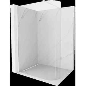 Mexen Kioto-R заоблена душ стена Walk-in 90 x 200 см, прозрачна 8 мм, бяла - 800-090-101-20-06 (800-090-101-20-06)
