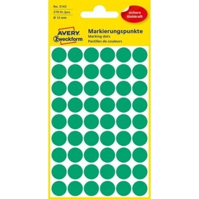 Etikety kruhové 12mm Avery zelené AV003143