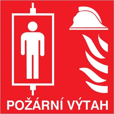 Značka Požární výtah, samolepicí fólie, 20 × 20 cm BZ FH961