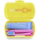 Kosmetické sady Curaprox Travel set žlutý 2 ks zubních kartáčků + zubní pasta 10 ml dárková sada