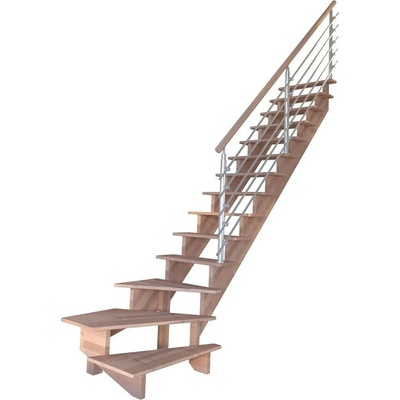 StarWood Schody Lindos Pro bukové pravé 100cm otevřené design. nerez. zábradlí