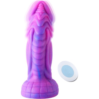 HiSmith HSA99 Dream Sky Monster Series Curved Giant Suction Dildo with Vibrations 20.3cm Pink-Purple