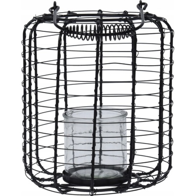 Lampa kov drátěná 185x240mm se závěsem na svíčku, černá