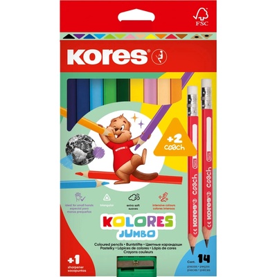 Kores Jumbo Kolores trojhranné pastelky 12ks+2ks 93514.21