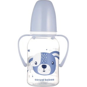 Canpol babies Бебешко шише с дръжки Canpol - Cute Animals, 120 ml, синьо (11/823_blu) - ozone