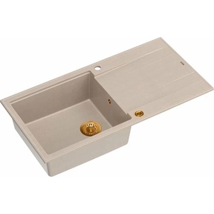 Quadron Unique Evan 146 XL вградена композитна мивка бежово-медна 100x50 см (HCQE10050U2_PVDC1_P2O) Мивка за вграждане