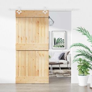 vidaXL Преплъзваща се врата 95 x 210 cm Естествено и бяло (3445105)