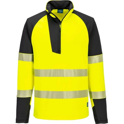 Portwest hi-vis pw3 t172 / Мъжки светлоотразителен суитшърт с 1/4 цип - hv жълто/черно 4xl (t172ybr4xl)