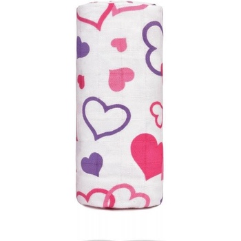 T-tomi BIO Veľká bambusová osuška 120 x 120 cm Hearts / srdíčka