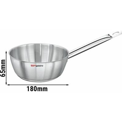 G.Gastro Soté pánev s rukojetí - Nerezová ocel (AISI 304), saténový povrch, sendvičové dno - kónický tvar - 1 l - 18 cm - Výška: 8,4 cm - 189x398x84 mm - D9777213